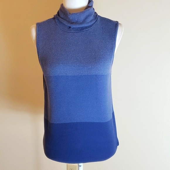 Forever Creative Cotton blue sleeveless turtleneck - Picture 1 of 6